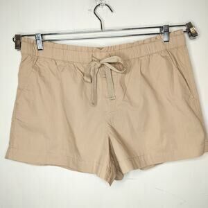 LOFT Khaki Cotton Shorts Elastic Waist Drawstring Tan